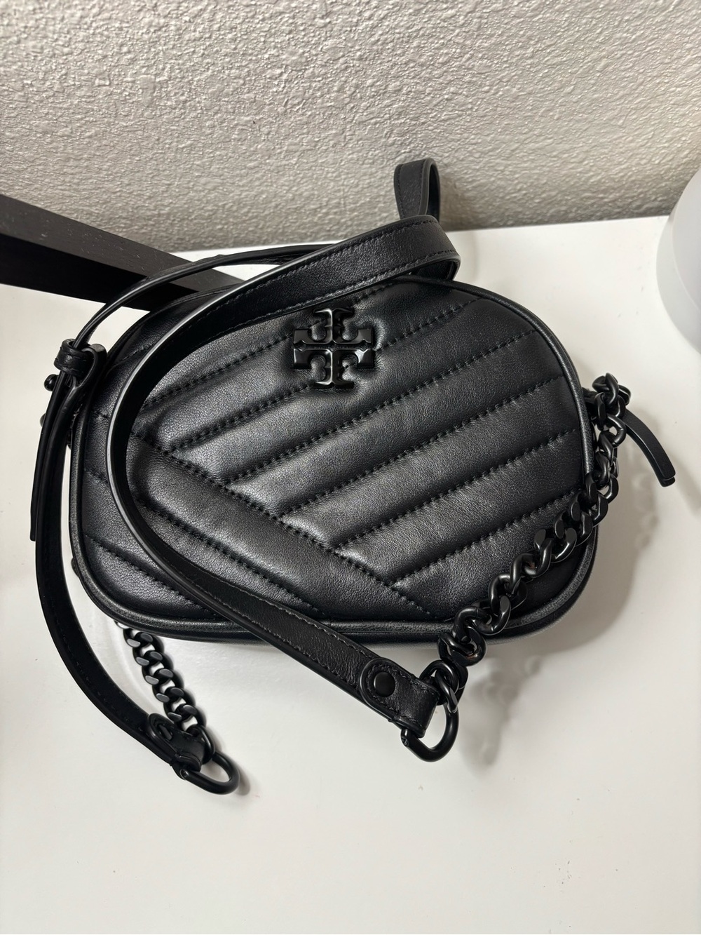 Tory Burch Black Quilted Leather Camera Crossbody